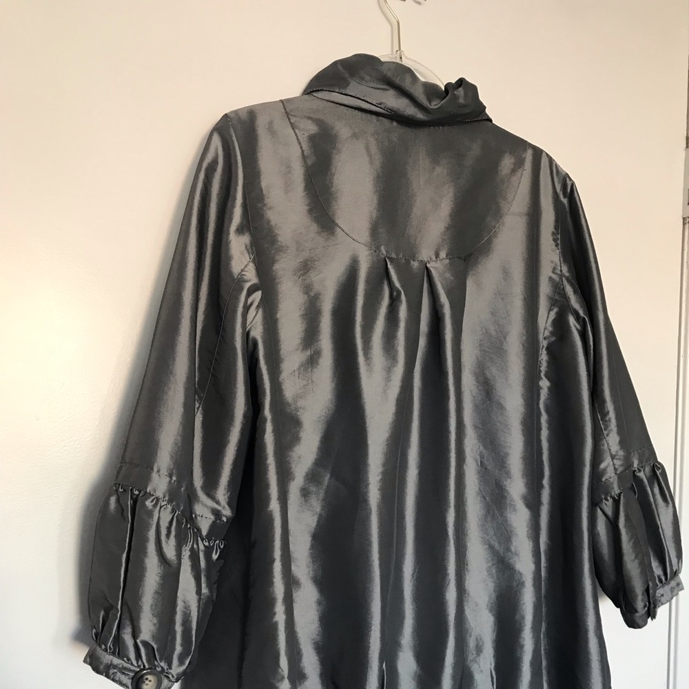 Kenar Silver Button Down Swing Coat - image 5